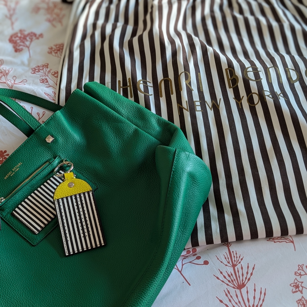 Henri Bendel Green Leather Tote Bag Missing Strap Only